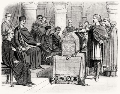 Harold II (c.1022-66) Swearing an Oath to Uphold the Bequest of the Throne to William I, the Conqueror (c.1028-87) by Edward the Confessor (c.1003-66), c.1064 by English School